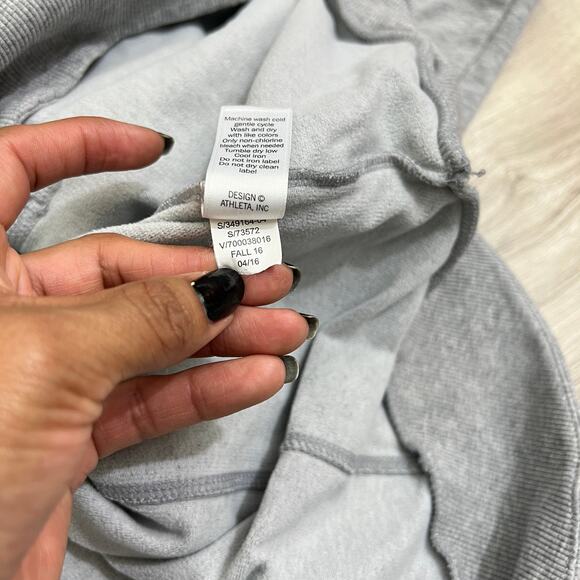 Athleta Gray French Terry Track Pullover Slouchy Cowl Neck Sweatshirt Size L - Picture 12 of 12